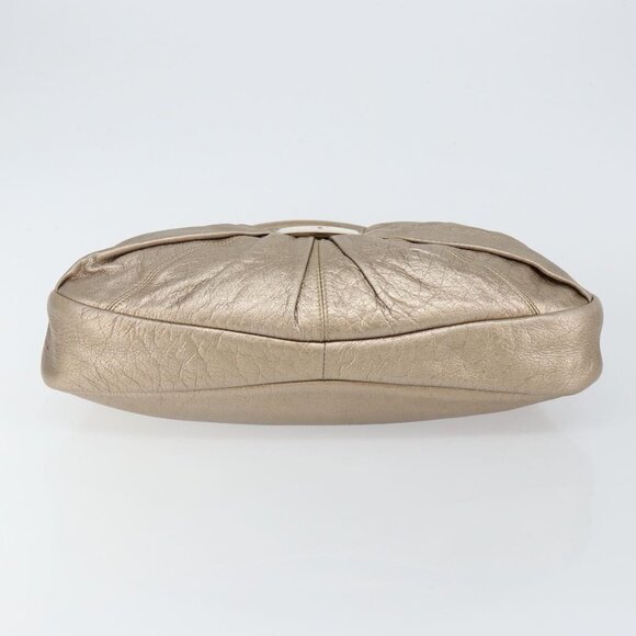 Authentic Salvatore Ferragamo Vala Shoulder Bag Leather Beige Gold - Picture 12 of 16